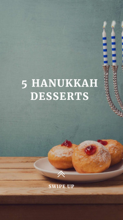 Designvorlage chanukka-desserts mit keksen und menora für Instagram Story
