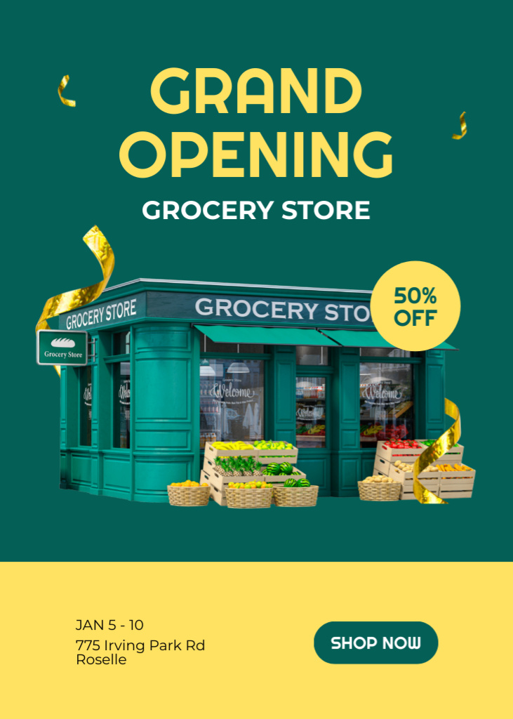 Template di design Opening Grocery Shop Discount Flayer