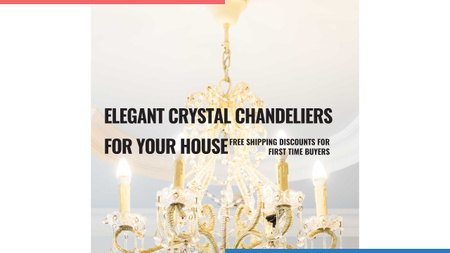 Elegant Crystal Chandelier Ad in White Youtube Πρότυπο σχεδίασης