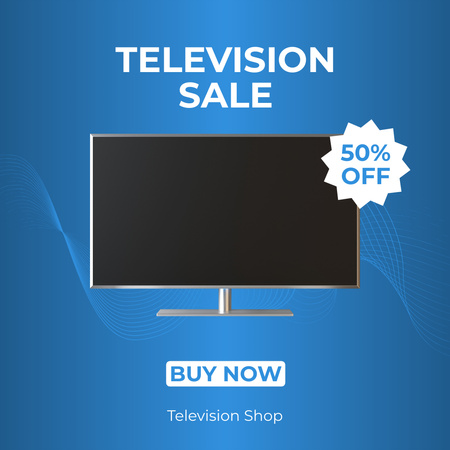 TV Sale Announcement on Blue Instagram AD tervezősablon