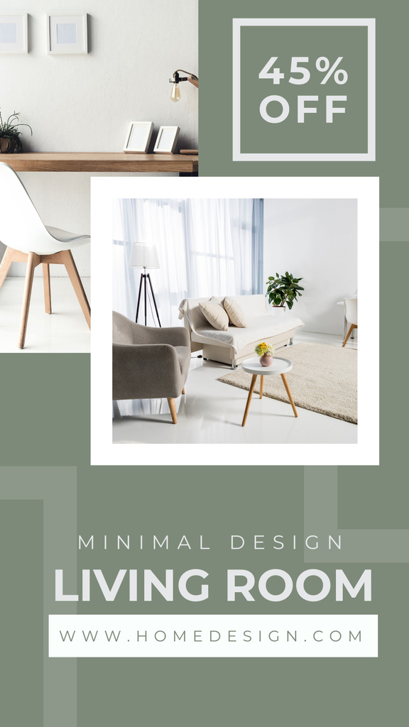 Szablon projektu Furniture Sale with Sofa in Room Instagram Story