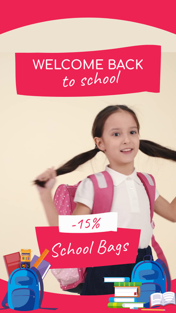 Designvorlage Durable School Bags Sale Offer für TikTok Video