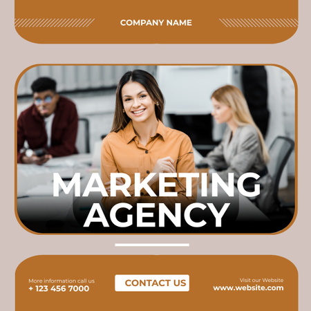 Marketing Agency Service Offer with Beautiful Young Woman LinkedIn post Design Template