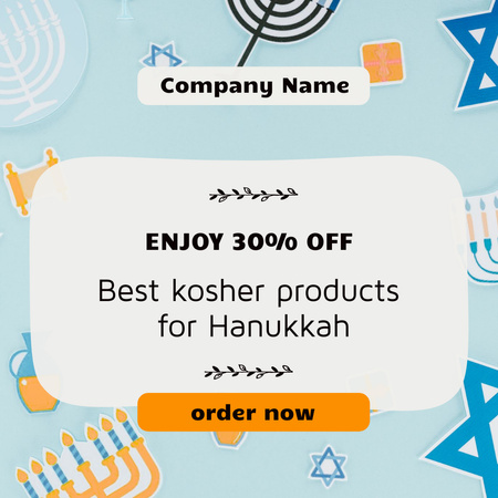 Plantilla de diseño de Oferta de descuento en productos Kosher para Hanukkah Instagram 
