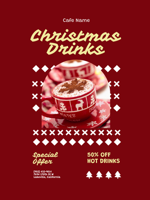 Christmas Holiday Drinks Ad Poster 36x48in Tasarım Şablonu