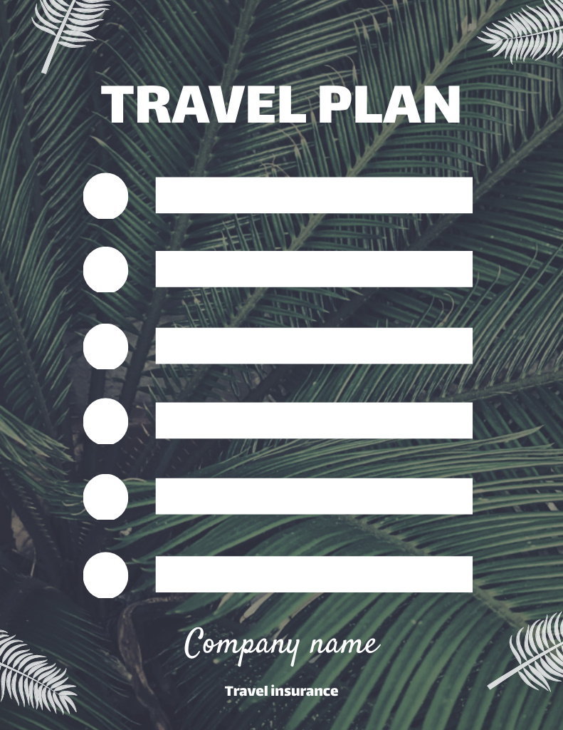 Travel Planner with Palm Branches Notepad 8.5x11in Modelo de Design