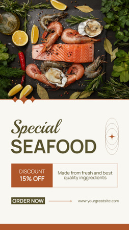 Special Seafood Offer with Tasty Salmon Instagram Story Design Template