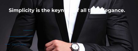 Fashion Quote with Man in Formal Suit Facebook cover Πρότυπο σχεδίασης