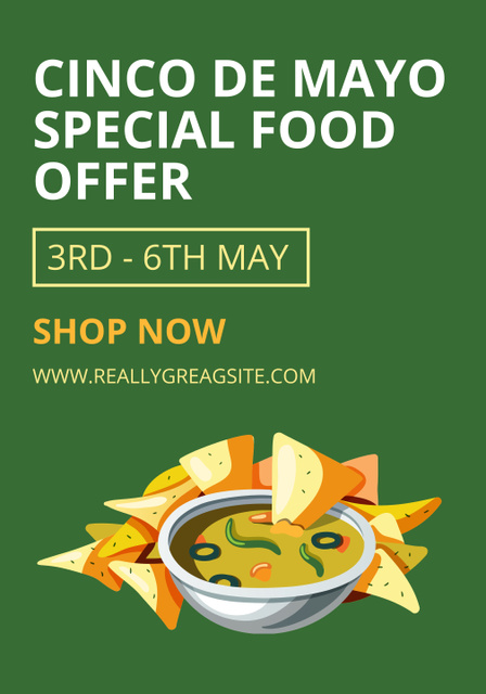 Cinco De Mayo Food Offer on Green Poster 28x40in Design Template