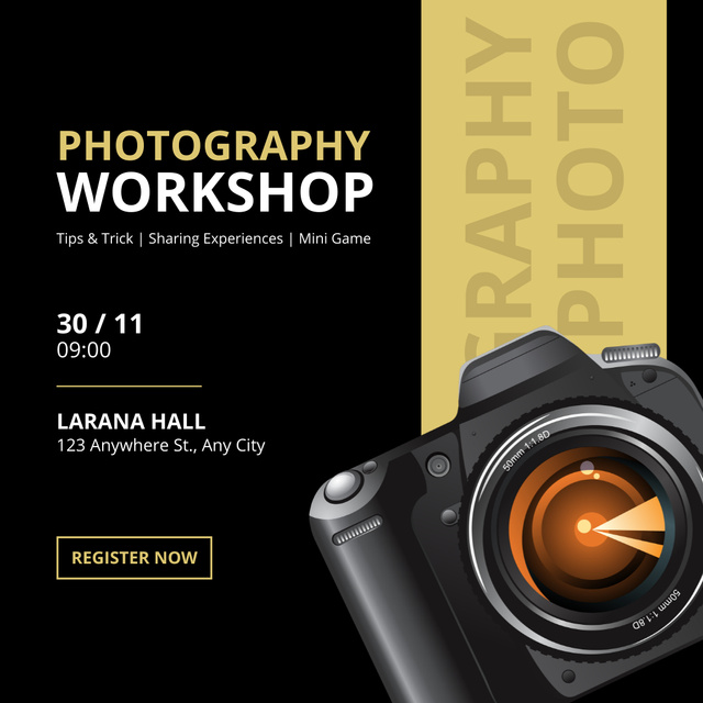 Template di design Photography Workshops and Trainings Modern Ad Instagram