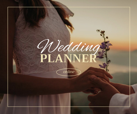 Designvorlage Wedding Planner Ad with Tender Bride holding Flower für Facebook