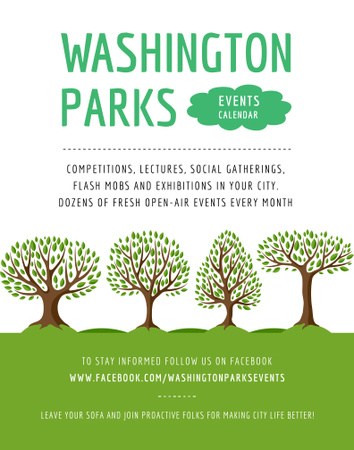 Park Event Announcement Green Trees Poster 22x28in Design Template