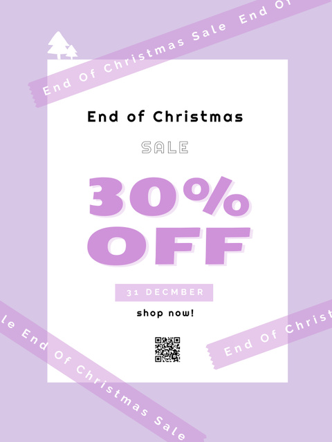 Plantilla de diseño de End of Christmas Sale Purple Poster US 