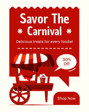 Delicious Street Food On Carnival In Amusement Park Instagram Post Vertical Design Template