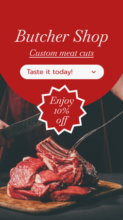 Designvorlage Genießen Sie frisches Schweine- und Rindfleisch für Instagram Story
