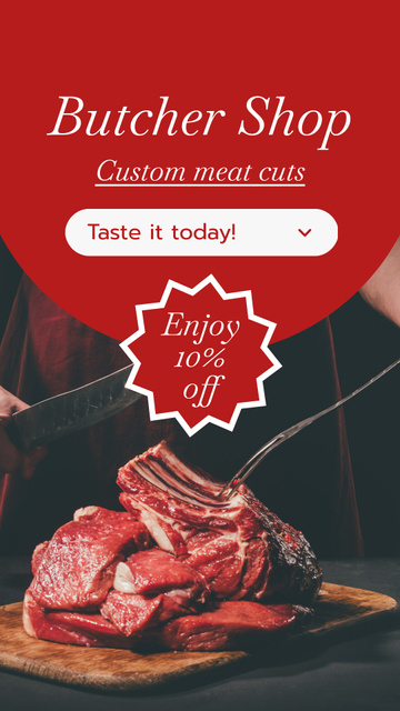 Designvorlage Enjoy Fresh Pork and Beef für Instagram Story