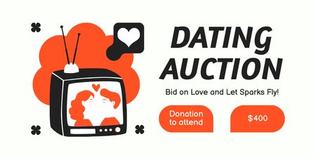 Designvorlage Nehmen Sie an der Dating-Auktion teil für Twitter