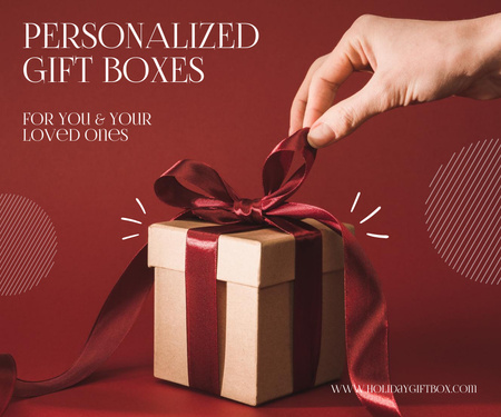 Personalized gift box offer red Large Rectangle Design Template