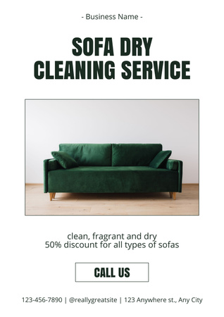 Oferta de Serviços de Lavagem a Seco de Sofá Poster Modelo de Design