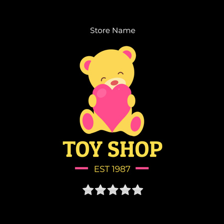 Toy Store Promo with Cute Teddy Bear with Heart Animated Logo Design Template