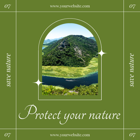 Call for Ecological Preservation with Beautiful Mountains Landscape Instagram Design Template