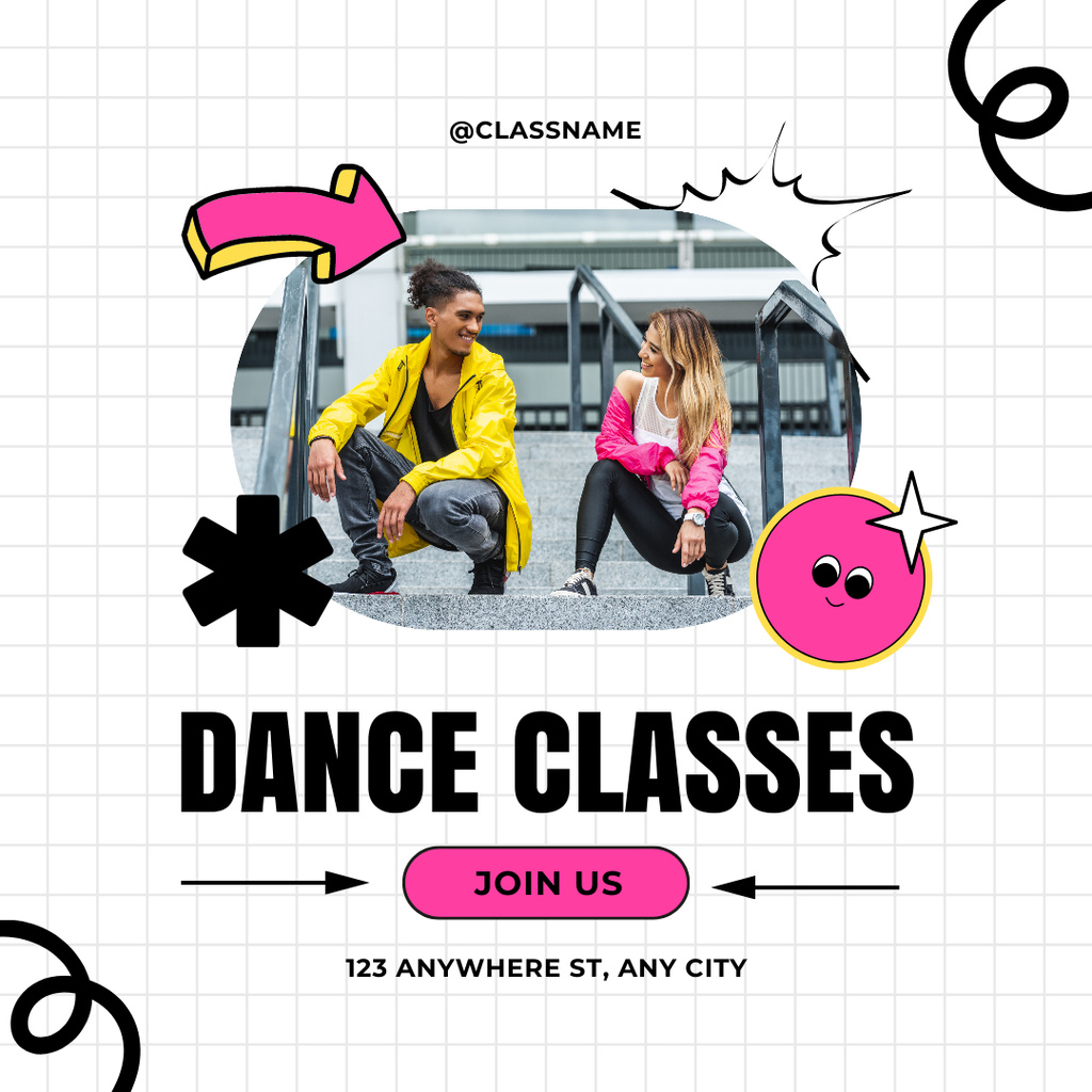Street Dance and Fitness Classes Instagram Πρότυπο σχεδίασης