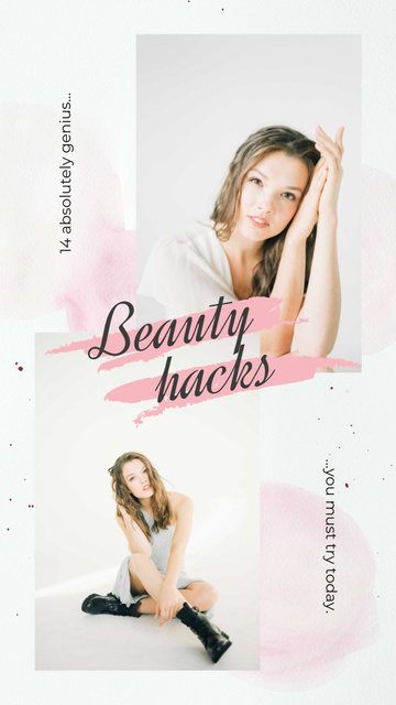 Beauty Hacks and Cosmetics Instagram Story Design Template