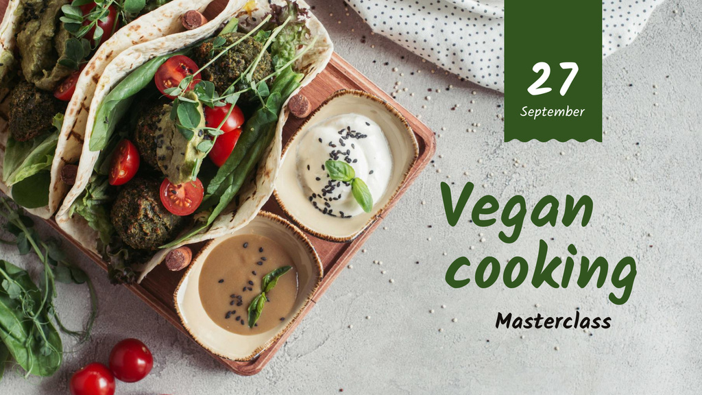 Restaurant menu offer with vegan dish FB event cover Design Template