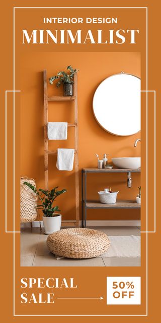 Vivid Orange Minimalist Interior Design Graphicデザインテンプレート