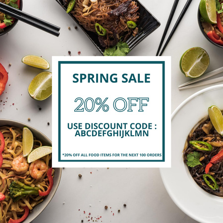Spring Discount on Seafood Menu Instagram Design Template