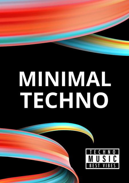 Techno Music Party Announcement Flyer A7 Tasarım Şablonu