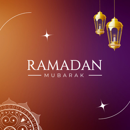 Ramadán pozdrav Ad na fialovém přechodu Instagram Šablona návrhu