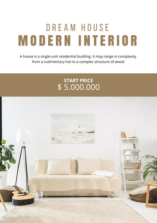 Modèle de visuel offre de vente de propriété avec intérieur moderne - Poster