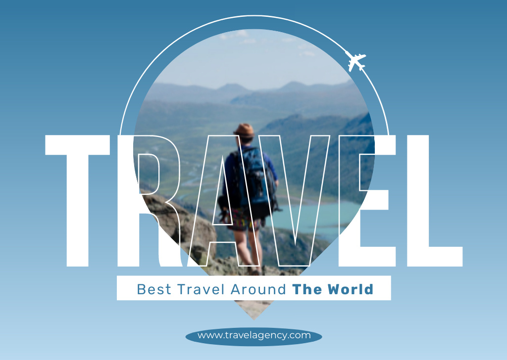 Ontwerpsjabloon van Card van Travel Around the World to Beautiful Locations