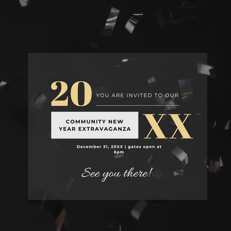 New Year Party Announcement with Brilliant Confetti Instagram Design Template