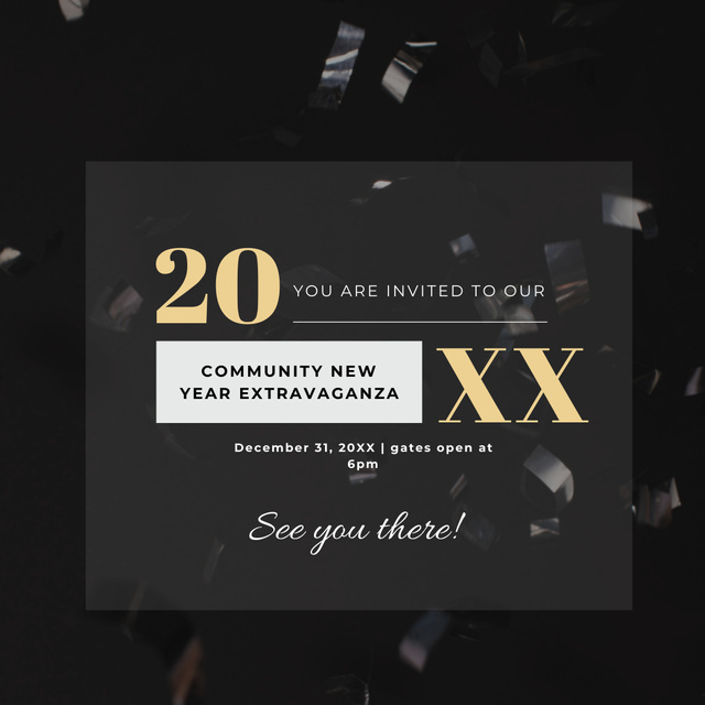 New Year Party Announcement with Brilliant Confetti Instagram Modelo de Design