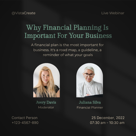 Pozvánka na živý webinář o finančním plánování Instagram Šablona návrhu