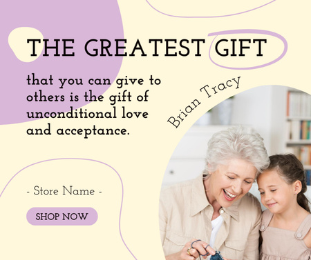 Ontwerpsjabloon van Facebook van Citation with Elder Woman with Granddaughter