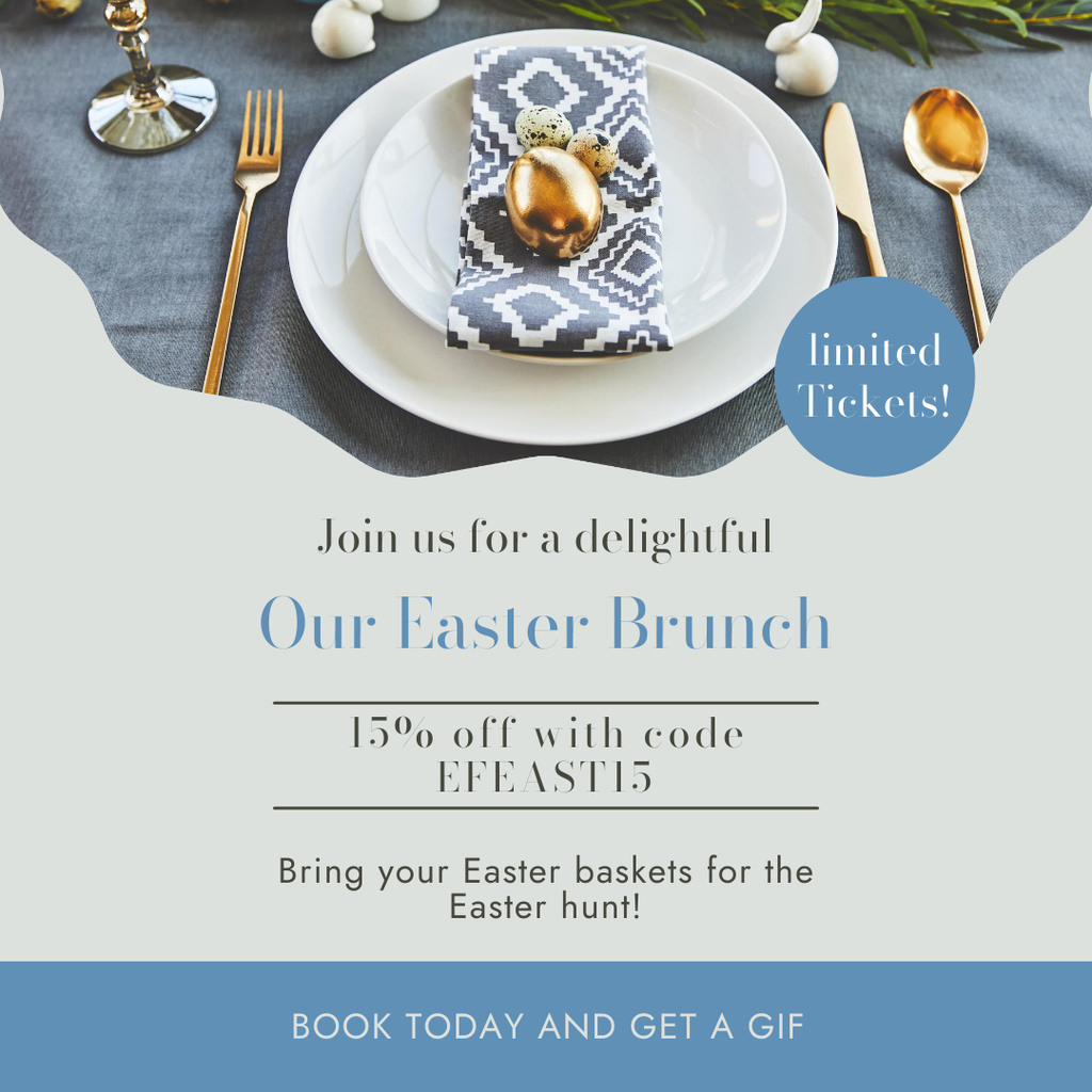 Easter Brunch Announcement with Cute Table Serving Instagram – шаблон для дизайна