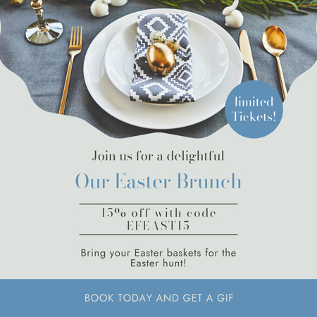 Easter Brunch Announcement with Cute Table Serving Instagram Design Template