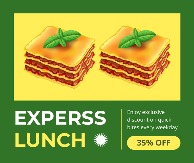 Designvorlage Express Lunch Discounts Offer with Illustration of Sandwiches für Facebook