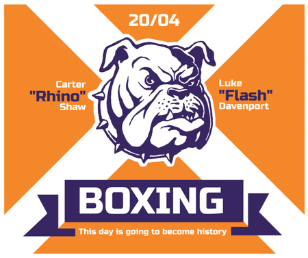 Boxing Match Announcement Bulldog on Orange Facebook Design Template