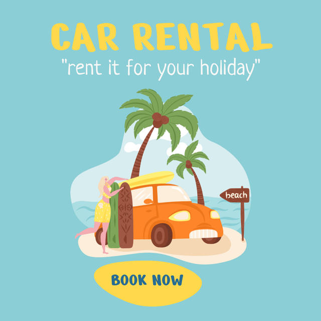 Designvorlage Car Rental For Holiday With Booking für Instagram