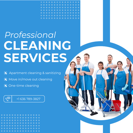 Oferta de serviços de limpeza profissional com grande equipe Animated Post Modelo de Design