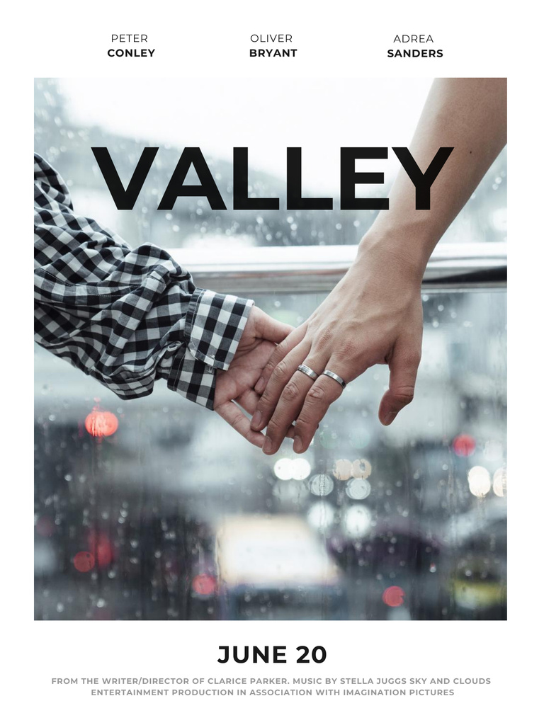 Romantic Movie with Couple holding Hands Poster US Design Template