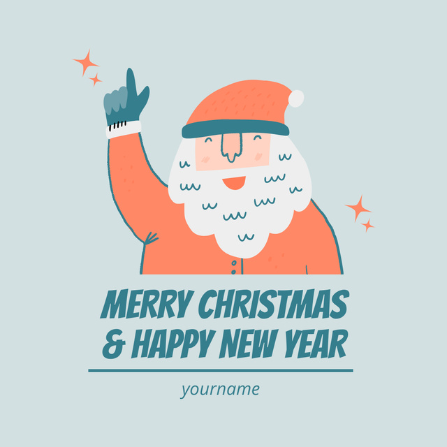 Christmas and New Year Greetings from Cute Santa Claus Instagram Design Template