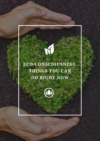Eco Quote on Heart of Leaves Flayer Design Template