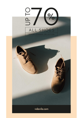venda de moda com sapatos masculinos elegantes Poster A3 Modelo de Design