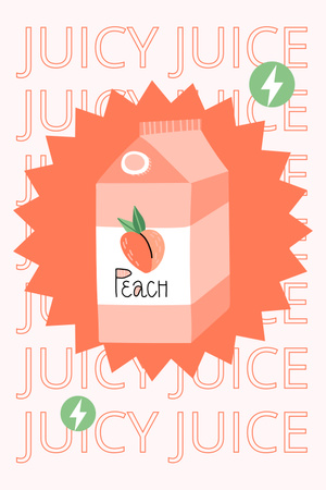 Cute Illustration of Peach Juice Pinterest tervezősablon