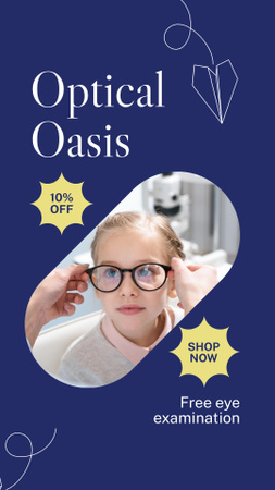 Template di design Vendita di occhiali per bambini presso Optical Oasis Instagram Story